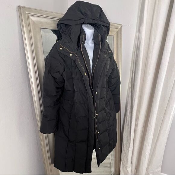 Cole Haan Signature Women's Black Down Fill Long Jacket Size PL - Picture 5 of 9